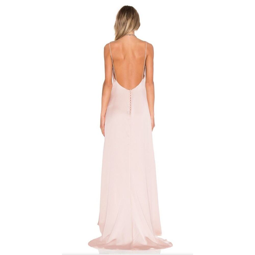 NWT Lovers + Friends The Slip Satin Maxi Dress Pink-Champagne Lined Back Button